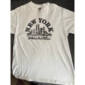 Vintage 90s New York Manhattan Fruit Of The Loom Single Stitch T-Shirt L Towers